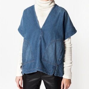 Rachel Comey Memba Denim Slub Cotton Top in Blue - Size 2 (oversized)